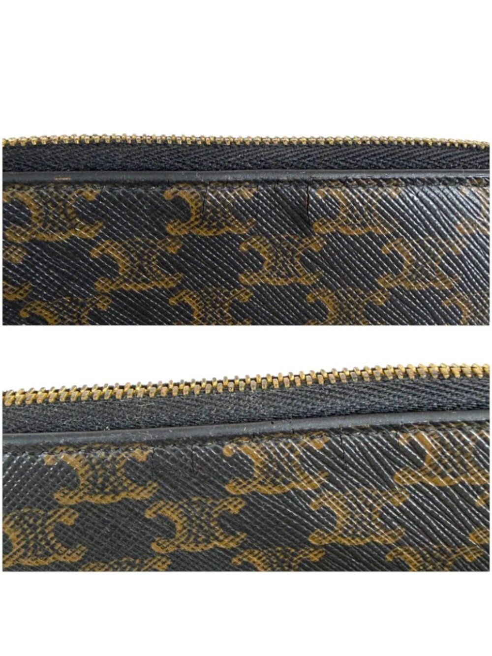 Celine Coin & Card Case Triomphe Canvas Mini Wallet Fragment Black Macadam - Picture 10 of 14